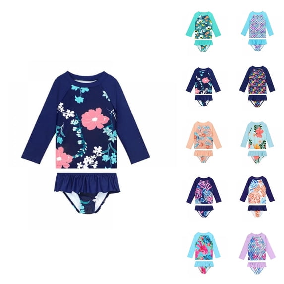 Girls Swimsuit Athletic Bikini Girl's 2 Piece Swimsuit High Waist Bathing Suit Matching Cover Up Set Quick-Dry Performance Swimwear for Children