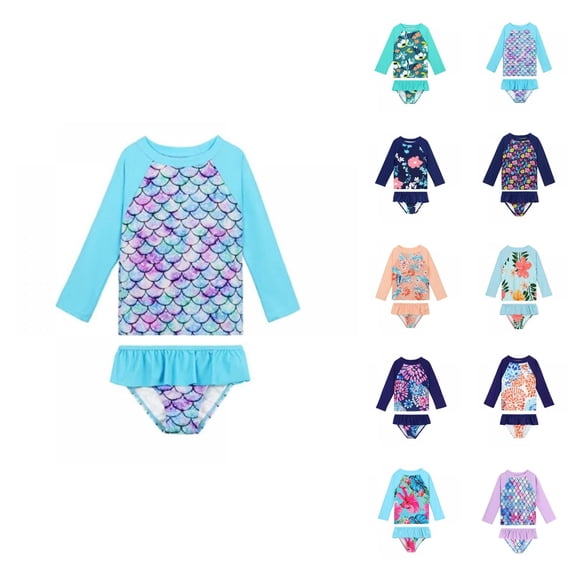 Girls Swimsuit Athletic Bikini Girl's 2 Piece Swimsuit High Waist Bathing Suit Matching Cover Up Set Quick-Dry Performance Swimwear for Children