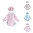 thumbnail image 1 of Girls Swimsuit Baby Rash Guard Girls Long Sleeve Swimsuit Romper with Matching Hat Sun Protection Bathing Suit Quick-Dry Beach Wear for Toddlers, 1 of 4