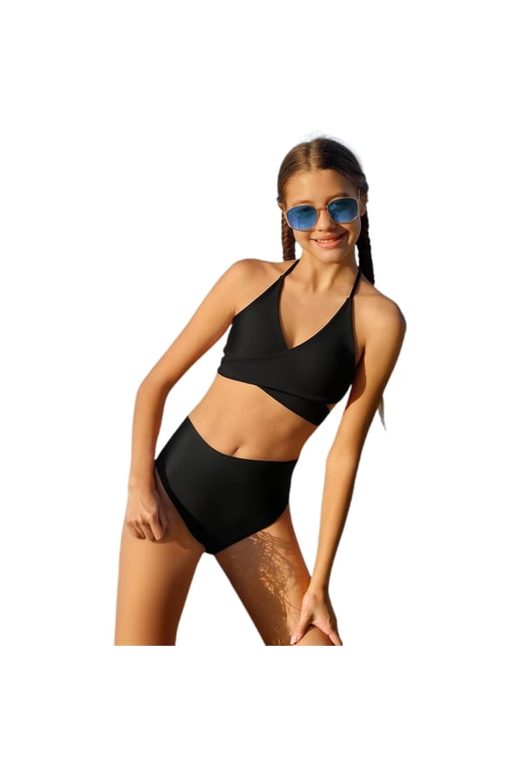 Girls Swimsuit,Bikini for Girls Two Piece Swimwear Beach Sport Outfit with Comfortable Fit and Stylish Design for Kids and Toddlers,Swimsuit,Black1,9-10 Years