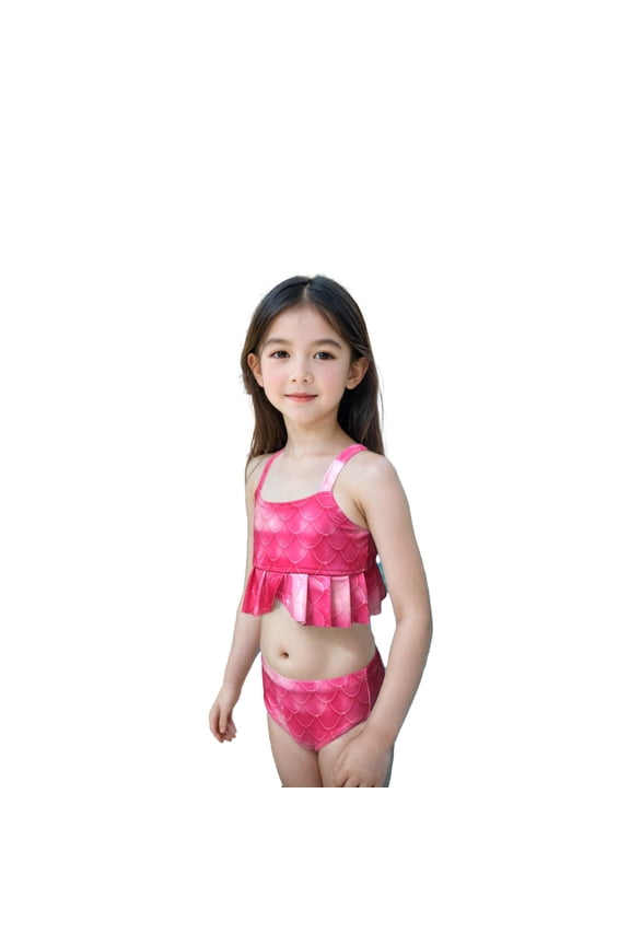 Girls Swimsuit Bikini Set Fish Print Two Piece Bathing Suit For Kids Summer Beach Swimwear
