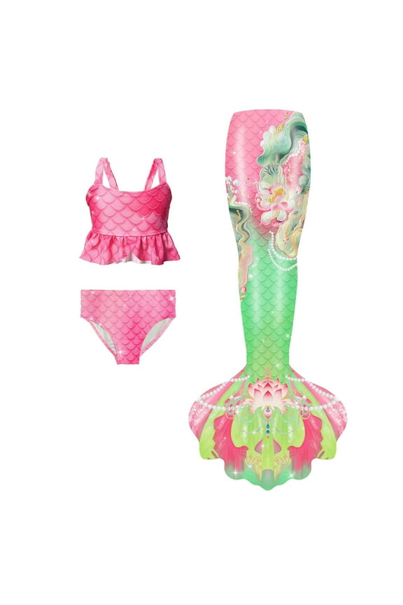 Girls Swimsuit Bikini Set Fish Print Two Piece Bathing Suit For Kids Summer Beach Swimwear