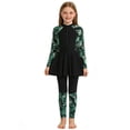thumbnail image 1 of Girls Swimsuit Color Block Rash Guard Long Sleeve Two Piece Zip Up Separates Long Pants Sun Swim Swimwear 9-10 Years, 1 of 8