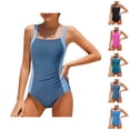 thumbnail image 1 of Girls Swimsuit Color Block Swimsuit Girls Rash Guard for Kids and Juniors Beach Pool Party Sun Swimwear Quick-Dry Protective Bathing Suit, 1 of 6