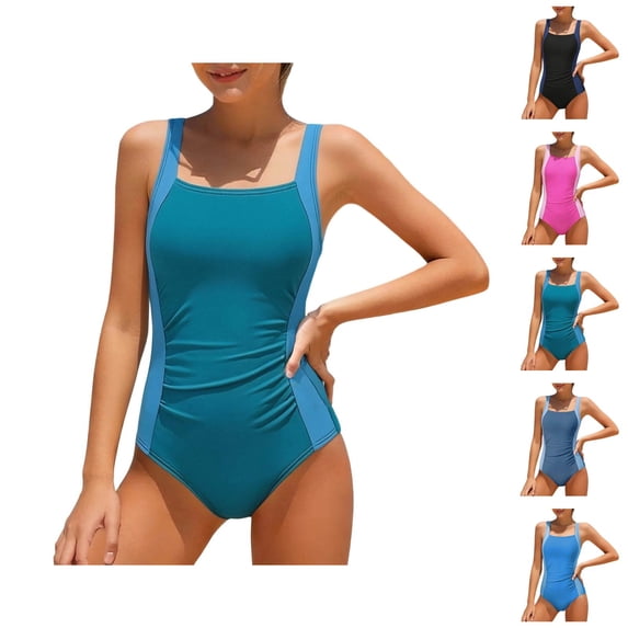 Girls Swimsuit Color Block Swimsuit Girls Rash Guard for Kids and Juniors Beach Pool Party Sun Swimwear Quick-Dry Protective Bathing Suit