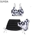 thumbnail image 1 of Girls Swimsuit Cover Up Cute Ruffle Modest Bikini Spaghetti Strap Girls Tankini Swimsuit 3 Pieces Tropical Printed Girls Dress Up Clothes, 1 of 3