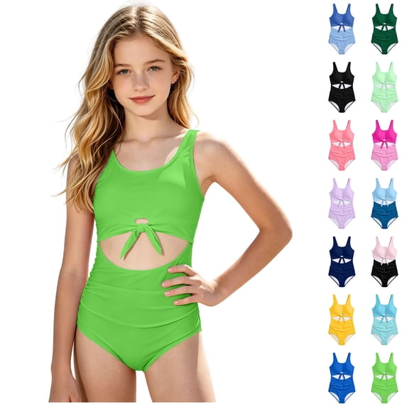 Girls Swimsuit Cut Out 1 Piece Swimming Suits Quick Dry Summer Swimwear with Padding Girls Swimsuit Size 15-16 Years