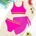 thumbnail image 1 of Girls Swimsuit Double Strap High Waist Sporty Bikini Swimsuits Swim Cover Up Skirt 3 Piece Set Swim Suits for Teens Size 11-12, 1 of 5