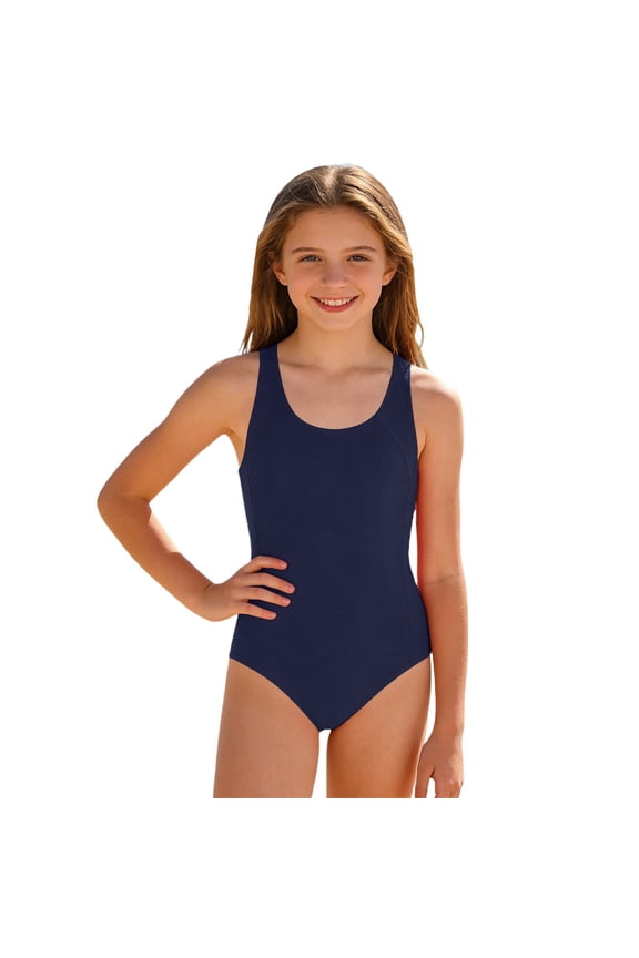 Girls Swimsuit For Teens And Juniors Athletic Swimwear With UPF 50 Sun/Blue/16