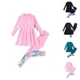 thumbnail image 1 of Girls Swimsuit Full Coverage Swimwear Girls Two Piece Long Sleeve Rash Guard and Swim Pants Sun Protection Suit for Youth and, 1 of 5