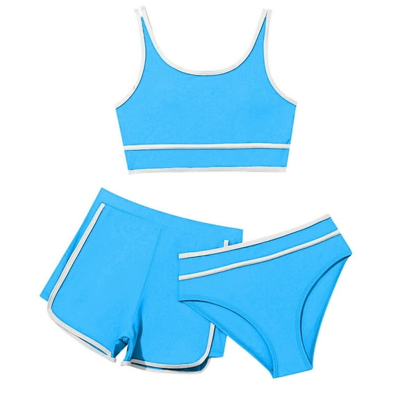 Girls Swimsuit Girl's 3 Piece Bikini Bathing Suit with Shorts Sporty Girls Fashion for Girls 8-9 Years
