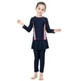 thumbnail image 1 of Girls Swimsuit,Girls Full Coverage Swimwear Long Sleeve Swim Shirt and Pants UPF 50 Sun Block for Beach Pool and Swimming,Swimsuit,Navy,10-11 Years, 1 of 8