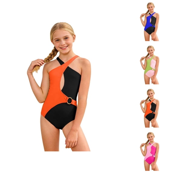 Girls Swimsuit High Elasticity Swimsuit Girls Nylon Performance Childrens Swimwear Quick-Dry Bathing Suit for Little Girls Age 2-12 Years Old