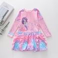 thumbnail image 1 of Girls Swimsuit Kids Sun Protective Mermaid Print Long Sleeve Dress Style One Piece Swimsuit Girls Bathing Suit Size 9-10Y, 1 of 3
