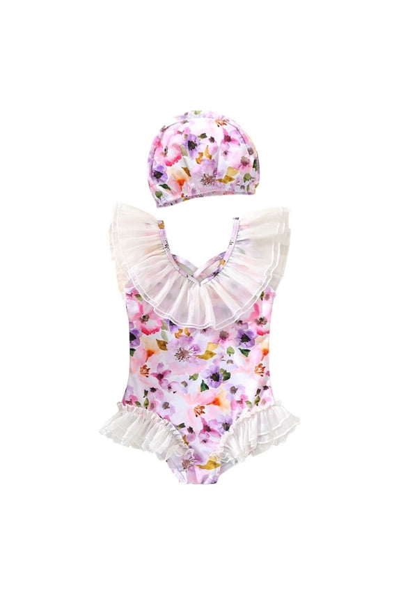 Girls Swimsuit Lace Collar Swimsuit Toddler Girls Bathing Suit for Baby Water Play Cute Sun Protection Swimwear Quick-Dry Outfits