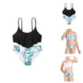 thumbnail image 1 of Girls Swimsuit Leaf Print Swimsuit Girls Two Piece Swimsuit with Shorts Modest Leaf Patterned Bathing Suit for 7-14 Years Old Quick-Dry Pool Wear, 1 of 8
