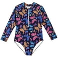 thumbnail image 1 of Girls Swimsuit Long Sleeve Printing Beach Swimwear Baby Bathing Suit Girl,Size 5 Years-6 Years, 1 of 7