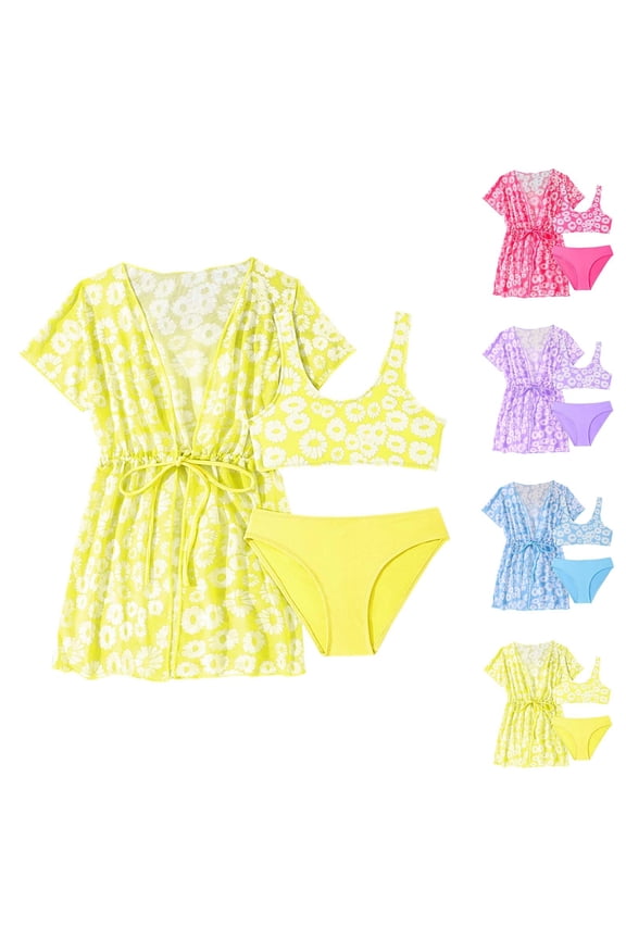 Girls Swimsuit Long Sleeve Rash Guard Baby Girl Swimsuit with Swim Coat Full Coverage Bathing Suit UV Protection Beach Wear for and Toddlers