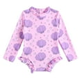 thumbnail image 1 of Girls Swimsuit One Piece Back Zipper Bathing Suits Long Sleeve Ruffle Full Cover Flower Print Swimwear Size 18-24 M, 1 of 7