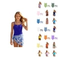 thumbnail image 1 of Girls Swimsuit One-Piece Bathing Suit with Mesh Cover Ups Adjustable Straps Cut Out Swimwear Size 4-16, 1 of 7