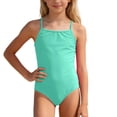 thumbnail image 1 of Girls Swimsuit One Piece Cutout Gingham Ruffle Tankini Set Quick Dry & Stretchy Tropical Print Girls Dress Up Clothes Stretch Strap Summer Girl's Swimwear Light Green12-14 years, 1 of 5