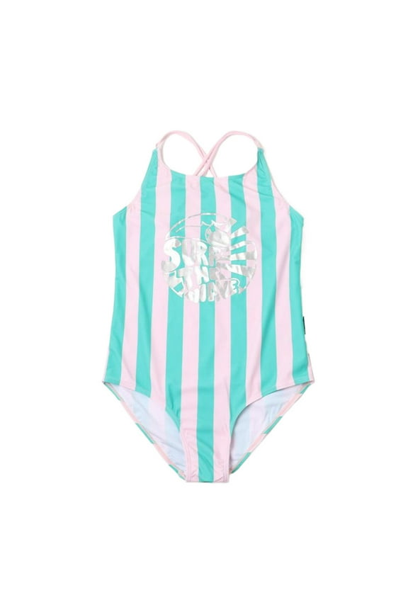 Girls Swimsuit One Piece Striped Summer Swimming Beach Pool Tankini Bathing Suit Swimwear Size 4-5 Y