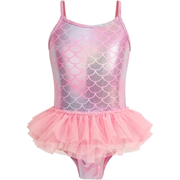 Girls Swimsuit, Pink Mermaid Toddler Girls Bathing Suit One Piece Swimsuit,UPF 50+ Quick Dry Stretchy Swimsuit