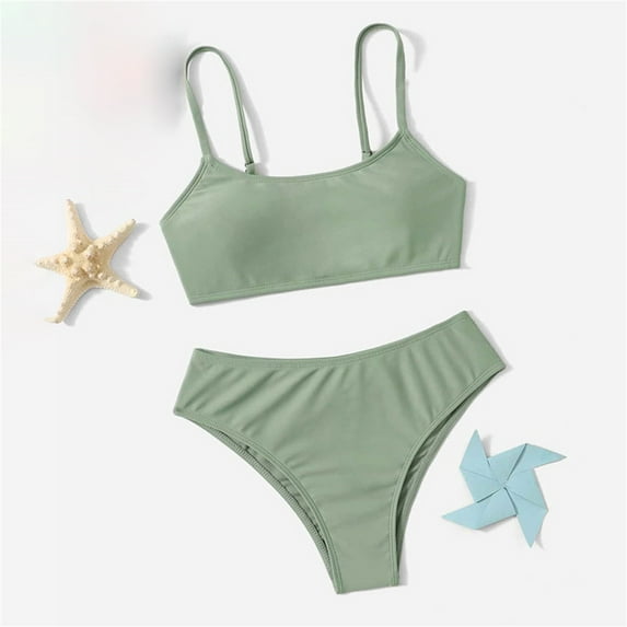 Girls Swimsuit Plain Color Girls Swimsuit with Shorts Girls' Two-Piece Swimwear Teen Bikini for Teen Girls 8 Years