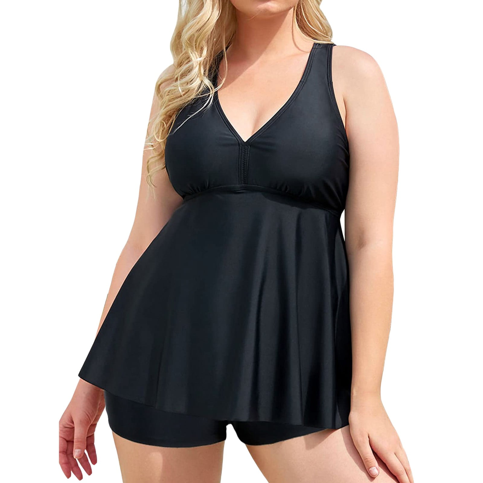 Girls Swimsuit Plus Size with Bathing Short Two Piece Control Tummy Top