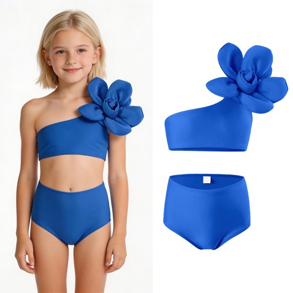 Girls Swimsuit Quick Dry 2 Piece Bathing Suit with Chest Pad Girls Swim Suit 4-5 Years