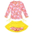 thumbnail image 1 of Lanbubble Girls Swimsuit Rash Guard Set 2 Piece Long Sleeve Bathing Suit Swim Skirt with Shorts 7-8 Years, 1 of 9