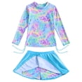 thumbnail image 1 of Lanbubble Girls Swimsuit Rash Guard Set 2 Piece Long Sleeve Bathing Suit Swim Skirt with Shorts 7-8 Years, 1 of 8