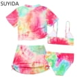 thumbnail image 1 of Girls Swimsuit Rash Guard Modest Bikini Adjustable Straps Girls Tankini Swimsuit 3pcs Contrast Trim Ruffle Bathing Suit, 1 of 5