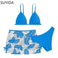 thumbnail image 1 of Girls Swimsuit Ruffle Bikini Set Drawstring Bottoms Tankini 3 Piece Contrast Trim Girls Bathing Suits Size 14-16, 1 of 7