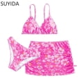 thumbnail image 1 of Girls Swimsuit Ruffle Bikini Sets Adjustable Straps Tankini Sets 3-Piece Cute Pattern Print Bathing Suits for Girls, 1 of 6