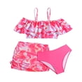 thumbnail image 1 of Girls Swimsuit Ruffled Three Piece Middle and Older Children's Swimwear Children's Bikini Set Swim Suit Size 7-8, 1 of 6