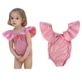 thumbnail image 1 of Girls Swimsuit Ruffles 1 Piece Swimming Suits Quick Dry Swimwear with Solid Color Swimsuit Girl 3-6 Months, 1 of 8