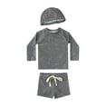 thumbnail image 1 of Xdegoge Girls Swimsuit Set 3Pcs Crew Neck Long Sleeve Swim Tops and Shorts with Swim Hat Set Kids Summer Beach Swimwear Kids Rash Guard Short Sleeve Bathing Suit Suitable Vacation Swimwear Clearance, 1 of 2