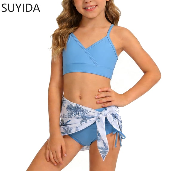 Girls Swimsuit Size 10 Cut Out Bikini Adjustable Straps Tankini for Girls 3pcs Ruched Color Block Girls Dress Up Clothes