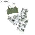 thumbnail image 1 of Girls Swimsuit Size 10 Ruched Side Bikini Adjustable Straps Tankini with Shorts 3pcs Contrast Trim Girls Dress Up Clothes, 1 of 3