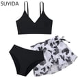 thumbnail image 1 of Girls Swimsuit Size 6 Ruched Side Girls' Bikini Sets Spaghetti Strap Girls Tankini Swimsuit 3 Piece Cute Pattern Print Bathing Suit, 1 of 6