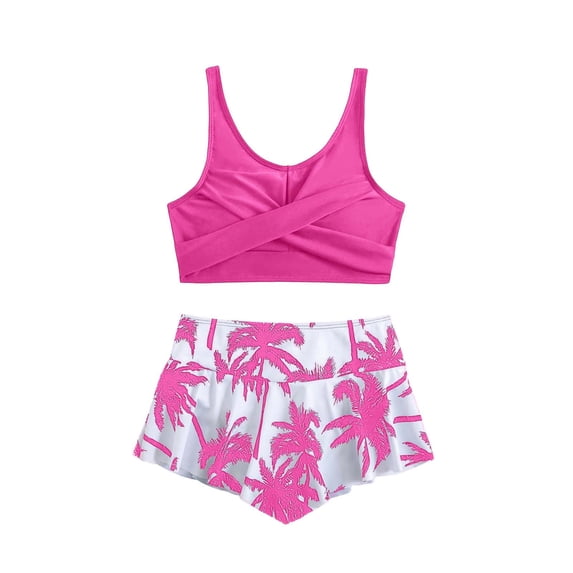 Girls Swimsuit Size 6 Ruffle Bikini Adjustable Straps Tankini Set 3pcs Hawaiian Girls Dress Up Clothes