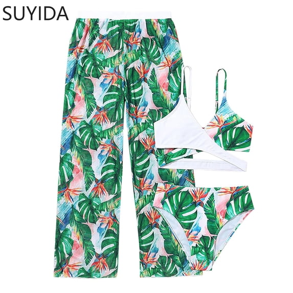 Girls Swimsuit Size 6 Ruffle Princess Bikini Set Adjustable Straps Tankini with Shorts 3 Pieces Allover Printed Girl Bathing Suit