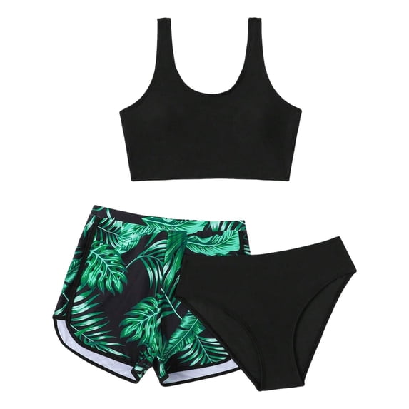 Girls Swimsuit Size 7 Tankini Girls Tankini Swimsuit with Short 3 Piece Halter Adjustable Bathing Suits for Girls Size 9-16