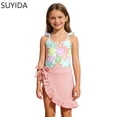 thumbnail image 1 of Girls Swimsuit Size 8 Rash Guard Bikini Sets for Girls Drawstring Bottoms Tankini Sets 3pcs Allover Printed Girls Bathing Suits Size 14-16, 1 of 5