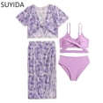 thumbnail image 1 of Girls Swimsuit Size 8 Ruffle Bikinis for Adjustable Straps Tankini Sets 3pcs Tropical Printed Girls Bathing Suits Size 14-16, 1 of 7