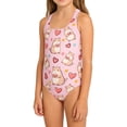 thumbnail image 1 of Girls Swimsuit Size 8 Ruffle Hem Hawaiian Soft Rash Guard One Piece Cut Out Bathing Suit Adjustable Straps Ruched Girls' Swimwear 9-16y, 1 of 4