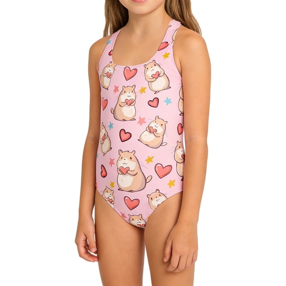 Girls Swimsuit Size 8 Ruffle Hem Hawaiian Soft Rash Guard One Piece Cut Out Bathing Suit Adjustable Straps Ruched Girls' Swimwear 9-16y