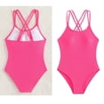 thumbnail image 1 of Girls Swimsuit Sleeveless 1 Piece Bathing Suit Quick Dry Beach Swimwear Cross Shoulder Strap Girls Swimsuit Size 9-10 Years, 1 of 7