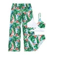 thumbnail image 1 of Girls' Swimsuit Split Print Pants Three Piece Set Green 11-12Y, 1 of 9